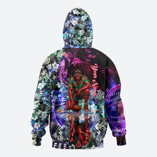 Personalized Essendon Football Bombers Zip Hoodie Tropical Hibiscus Flowers - Pacific Fusion Style