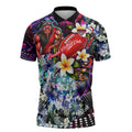 Personalized Essendon Football Bombers Zipper Polo Shirt Tropical Hibiscus Flowers - Pacific Fusion Style