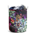 Personalized Melbourne Football Demons Laundry Basket Tropical Hibiscus Flowers - Pacific Fusion Style