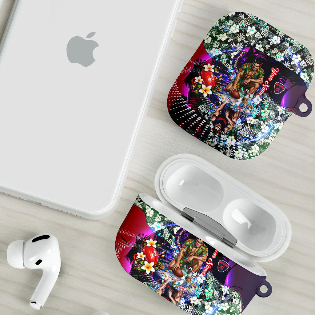 Personalized Melbourne Football Demons AirPods Case Tropical Hibiscus Flowers - Pacific Fusion Style