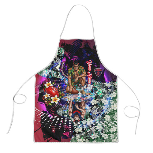 Personalized Melbourne Football Demons Apron Tropical Hibiscus Flowers - Pacific Fusion Style