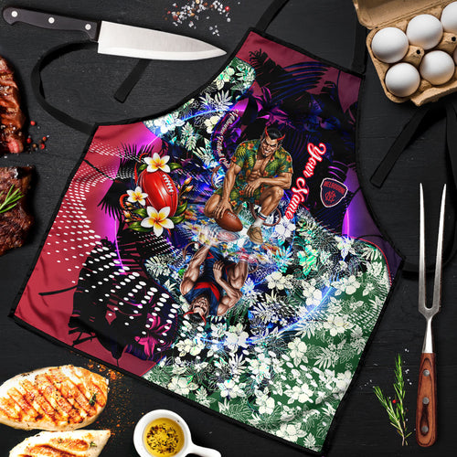 Personalized Melbourne Football Demons Apron Tropical Hibiscus Flowers - Pacific Fusion Style