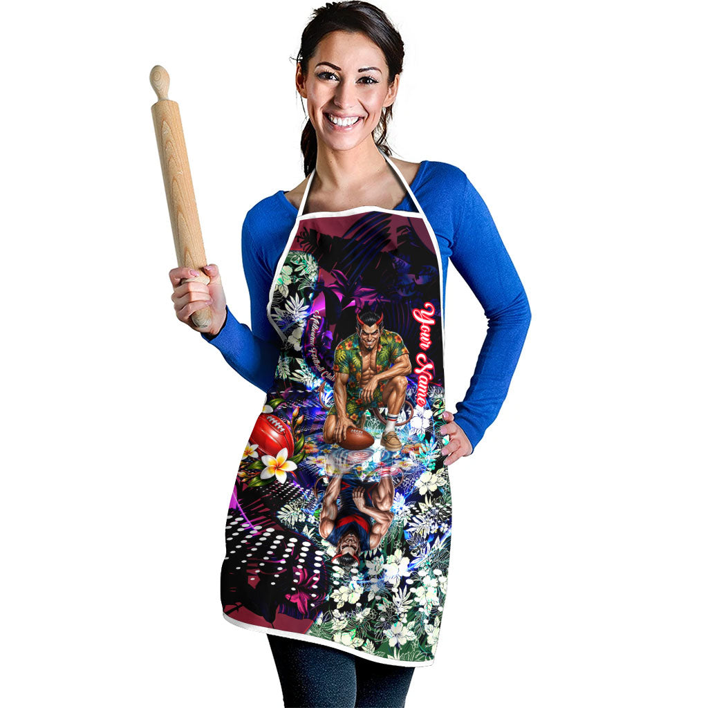 Personalized Melbourne Football Demons Apron Tropical Hibiscus Flowers - Pacific Fusion Style