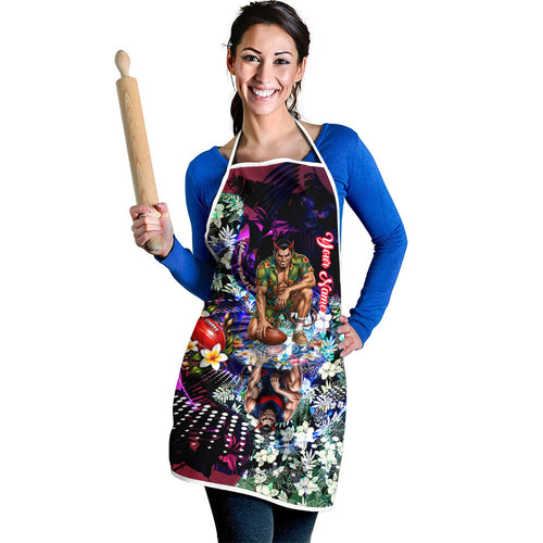 Personalized Melbourne Football Demons Apron Tropical Hibiscus Flowers - Pacific Fusion Style