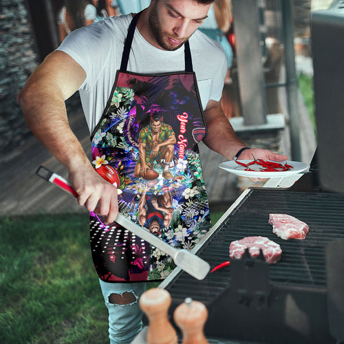 Personalized Melbourne Football Demons Apron Tropical Hibiscus Flowers - Pacific Fusion Style