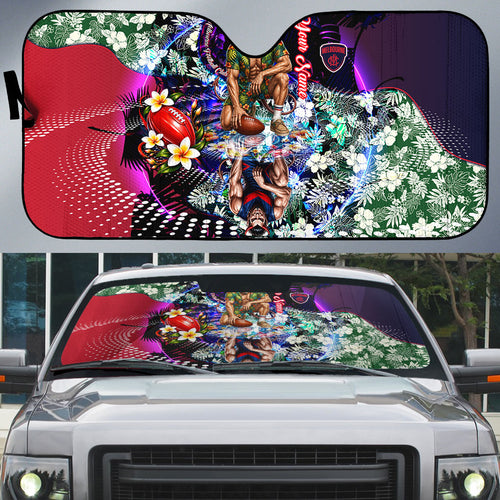Personalized Melbourne Football Demons Auto Sun Shade Tropical Hibiscus Flowers - Pacific Fusion Style