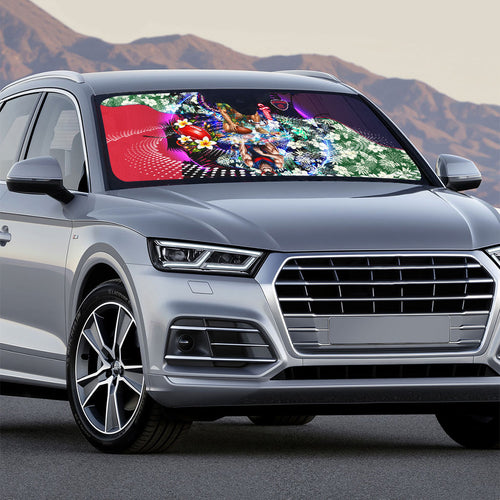 Personalized Melbourne Football Demons Auto Sun Shade Tropical Hibiscus Flowers - Pacific Fusion Style
