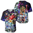 Personalized Melbourne Football Demons Baseball Jersey Tropical Hibiscus Flowers - Pacific Fusion Style