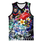 Personalized Melbourne Football Demons Basketball Jersey Tropical Hibiscus Flowers - Pacific Fusion Style