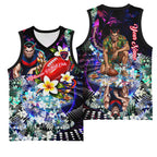 Personalized Melbourne Football Demons Basketball Jersey Tropical Hibiscus Flowers - Pacific Fusion Style