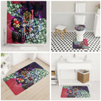 Personalized Melbourne Football Demons Bathroom Set Tropical Hibiscus Flowers - Pacific Fusion Style