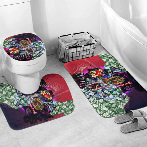 Personalized Melbourne Football Demons Bathroom Set Tropical Hibiscus Flowers - Pacific Fusion Style
