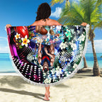 Personalized Melbourne Football Demons Beach Blanket Tropical Hibiscus Flowers - Pacific Fusion Style