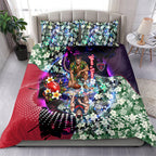 Personalized Melbourne Football Demons Bedding Set Tropical Hibiscus Flowers - Pacific Fusion Style