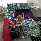Personalized Melbourne Football Demons Bedding Set Tropical Hibiscus Flowers - Pacific Fusion Style