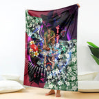 Personalized Melbourne Football Demons Blanket Tropical Hibiscus Flowers - Pacific Fusion Style