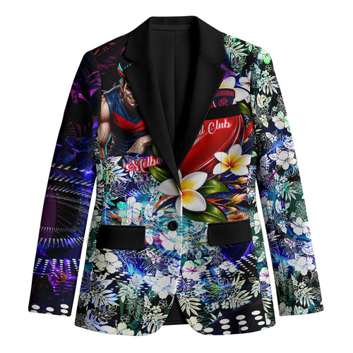 Personalized Melbourne Football Demons Blazer Tropical Hibiscus Flowers - Pacific Fusion Style