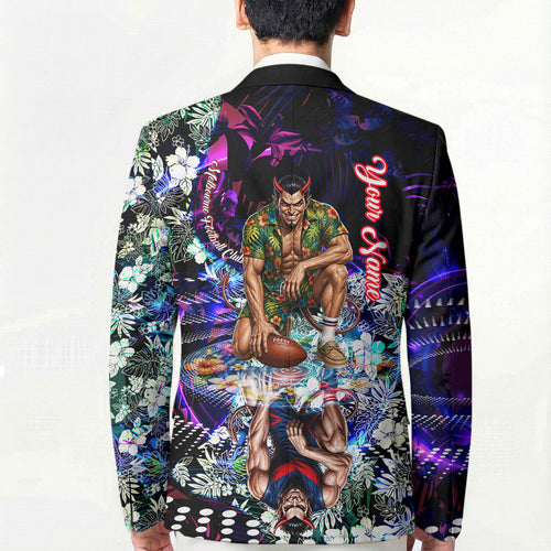 Personalized Melbourne Football Demons Blazer Tropical Hibiscus Flowers - Pacific Fusion Style