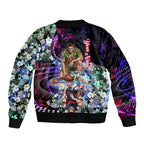 Personalized Melbourne Football Demons Bomber Jacket Tropical Hibiscus Flowers - Pacific Fusion Style