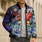 Personalized Melbourne Football Demons Bomber Puffer Jacket Tropical Hibiscus Flowers - Pacific Fusion Style