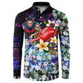 Personalized Melbourne Football Demons Button Sweatshirt Tropical Hibiscus Flowers - Pacific Fusion Style