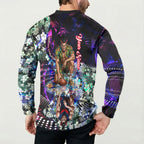 Personalized Melbourne Football Demons Button Sweatshirt Tropical Hibiscus Flowers - Pacific Fusion Style