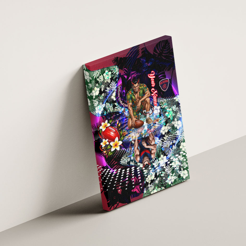 Personalized Melbourne Football Demons Canvas Wall Art Tropical Hibiscus Flowers - Pacific Fusion Style