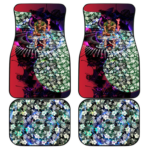 Personalized Melbourne Football Demons Car Mats Tropical Hibiscus Flowers - Pacific Fusion Style