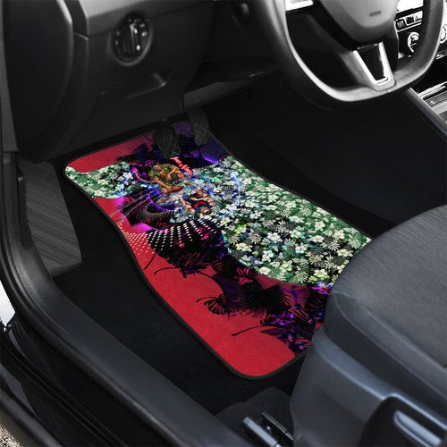 Personalized Melbourne Football Demons Car Mats Tropical Hibiscus Flowers - Pacific Fusion Style