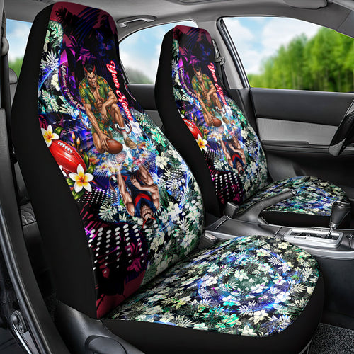 Personalized Melbourne Football Demons Car Seat Cover Tropical Hibiscus Flowers - Pacific Fusion Style