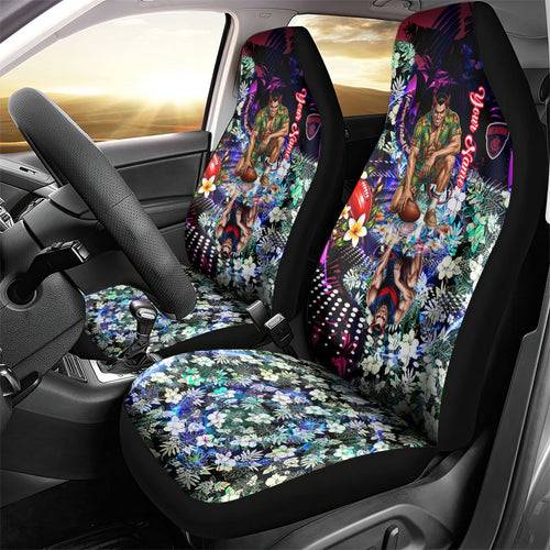 Personalized Melbourne Football Demons Car Seat Cover Tropical Hibiscus Flowers - Pacific Fusion Style