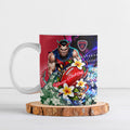 Personalized Melbourne Football Demons Ceramic Mug Tropical Hibiscus Flowers - Pacific Fusion Style