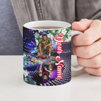 Personalized Melbourne Football Demons Ceramic Mug Tropical Hibiscus Flowers - Pacific Fusion Style