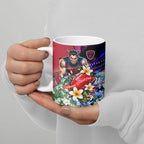 Personalized Melbourne Football Demons Ceramic Mug Tropical Hibiscus Flowers - Pacific Fusion Style