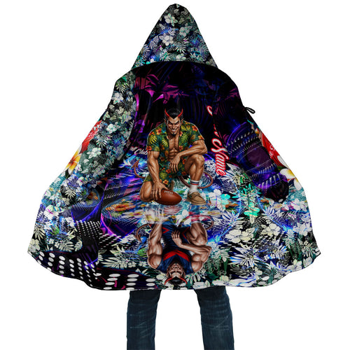 Personalized Melbourne Football Demons Cloak Tropical Hibiscus Flowers - Pacific Fusion Style