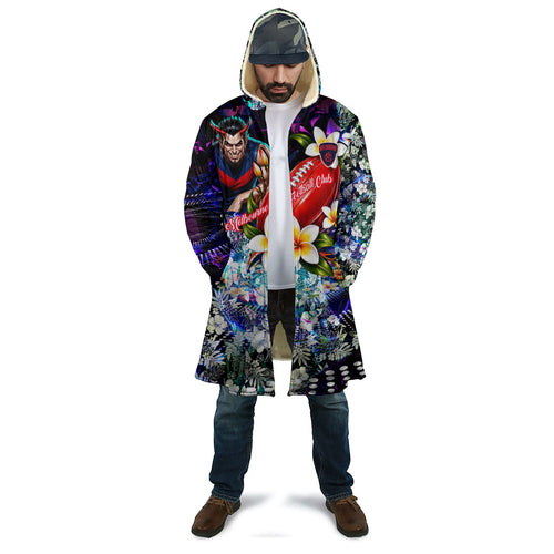 Personalized Melbourne Football Demons Cloak Tropical Hibiscus Flowers - Pacific Fusion Style