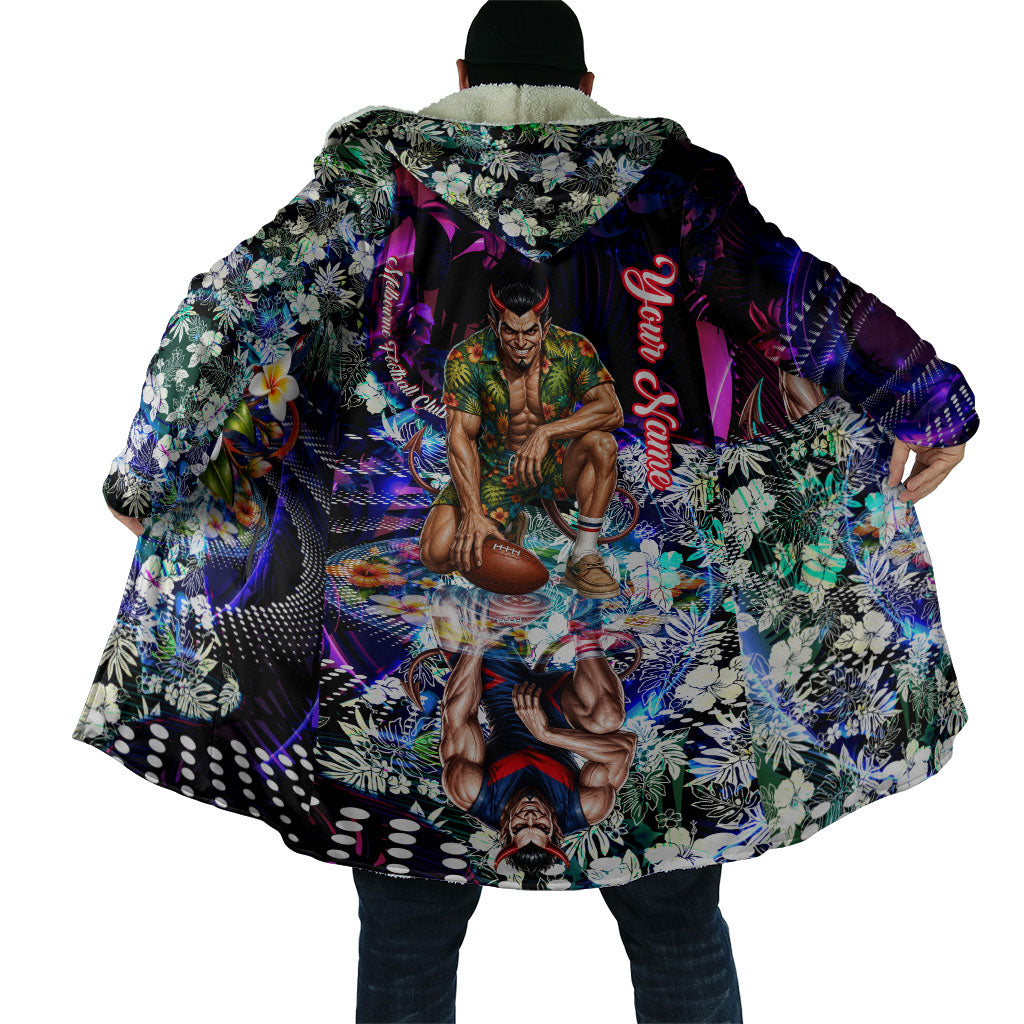 Personalized Melbourne Football Demons Cloak Tropical Hibiscus Flowers - Pacific Fusion Style