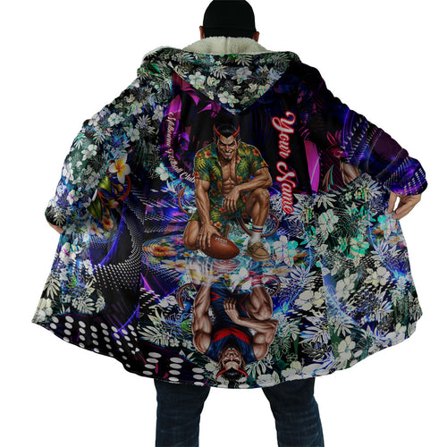 Personalized Melbourne Football Demons Cloak Tropical Hibiscus Flowers - Pacific Fusion Style