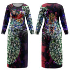 Personalized Melbourne Football Demons Couples Matching Long Sleeve Bodycon Dress and Long Sleeve Button Shirt Tropical Hibiscus Flowers - Pacific Fusion Style