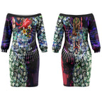 Personalized Melbourne Football Demons Couples Matching Off The Shoulder Long Sleeve Dress and Long Sleeve Button Shirt Tropical Hibiscus Flowers - Pacific Fusion Style