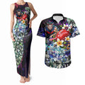 Personalized Melbourne Football Demons Couples Matching Tank Maxi Dress and Hawaiian Shirt Tropical Hibiscus Flowers - Pacific Fusion Style
