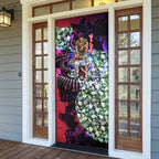 Personalized Melbourne Football Demons Door Cover Tropical Hibiscus Flowers - Pacific Fusion Style
