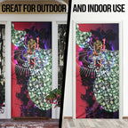 Personalized Melbourne Football Demons Door Cover Tropical Hibiscus Flowers - Pacific Fusion Style