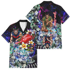 Personalized Melbourne Football Demons Family Matching Long Sleeve Bodycon Dress and Hawaiian Shirt Tropical Hibiscus Flowers - Pacific Fusion Style
