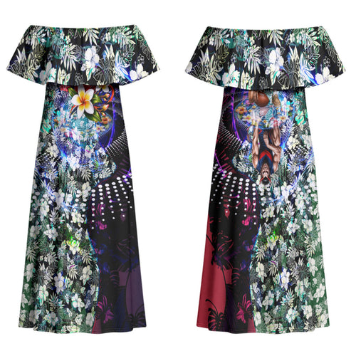 Personalized Melbourne Football Demons Family Matching Off Shoulder Maxi Dress and Hawaiian Shirt Tropical Hibiscus Flowers - Pacific Fusion Style