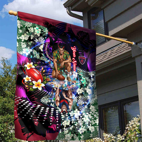 Personalized Melbourne Football Demons Garden Flag Tropical Hibiscus Flowers - Pacific Fusion Style