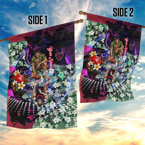 Personalized Melbourne Football Demons Garden Flag Tropical Hibiscus Flowers - Pacific Fusion Style