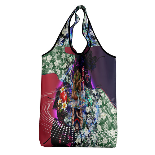 Personalized Melbourne Football Demons Grocery Bag Tropical Hibiscus Flowers - Pacific Fusion Style