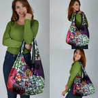 Personalized Melbourne Football Demons Grocery Bag Tropical Hibiscus Flowers - Pacific Fusion Style