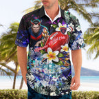Personalized Melbourne Football Demons Hawaiian Shirt Tropical Hibiscus Flowers - Pacific Fusion Style